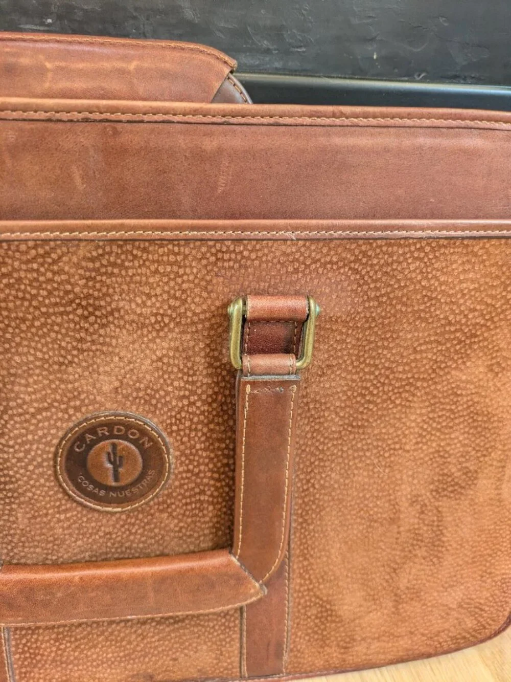 Vintage Capybara Cardon-Cosas Nuestras leather briefcase w/ solid brass hardware